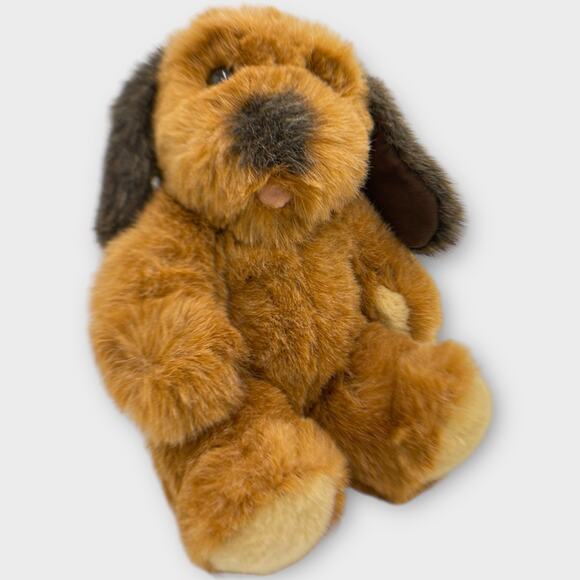 Vintage 1993 Just Friends Fluffy Brown Puppy Dog Plush Big Nose Eyebrows Mouth - Picture 3 of 8